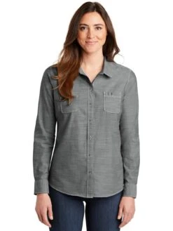 Port Authority Ladies Slub Chambray Shirt -Thread Logic Store Port Authority Ladies Slub Chambray Shirt 3