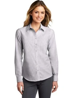 Port Authority Ladies SuperPro Oxford Stripe Shirt -Thread Logic Store Port Authority Ladies SuperPro Oxford Stripe Shirt 3