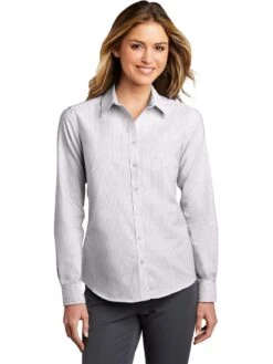 Port Authority Ladies SuperPro Oxford Stripe Shirt -Thread Logic Store Port Authority Ladies SuperPro Oxford Stripe Shirt 7