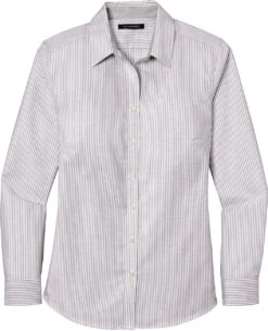 Port Authority Ladies SuperPro Oxford Stripe Shirt -Thread Logic Store Port Authority Ladies SuperPro Oxford Stripe Shirt Gusty GreyWhite XS 5