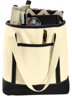 Port Authority Large Cotton Canvas Boat Tote 9 Port Authority Large Cotton Canvas Boat Tote -Thread Logic Store Port Authority Large Cotton Canvas Boat Tote NaturalBlack 1