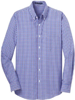 Port Authority Long Sleeve Gingham Easy Care Shirt -Thread Logic Store Port Authority Long Sleeve Gingham Easy Care Shirt BluePurple S 5