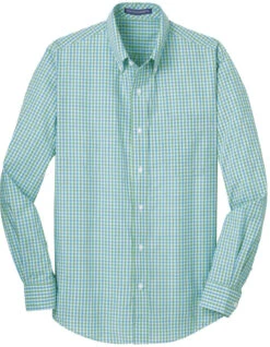 Port Authority Long Sleeve Gingham Easy Care Shirt -Thread Logic Store Port Authority Long Sleeve Gingham Easy Care Shirt GreenAqua S 9