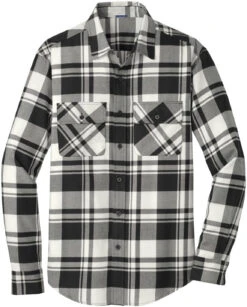 Port Authority Plaid Flannel Shirt -Thread Logic Store Port Authority Plaid Flannel Shirt Snow WhiteBlack XS 10
