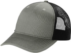 Port Authority Snapback Five-Panel Trucker Cap -Thread Logic Store Port Authority Snapback Five Panel Trucker Cap Heather GreyBlack 1 Size 9