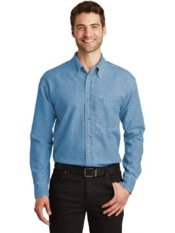 Port Authority Tall Long Sleeve Denim Shirt 8 Port Authority Tall Long Sleeve Denim Shirt -Thread Logic Store Port Authority Tall Long Sleeve Denim Shirt 3