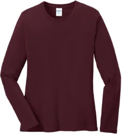 Port & Company Ladies Long Sleeve Cotton T-Shirt 30 Port & Company Ladies Long Sleeve Cotton T-Shirt -Thread Logic Store Port Company Ladies Long Sleeve Cotton T Shirt Athletic Maroon XS 9