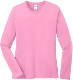 Port & Company Ladies Long Sleeve Cotton T-Shirt 34 Port & Company Ladies Long Sleeve Cotton T-Shirt -Thread Logic Store Port Company Ladies Long Sleeve Cotton T Shirt Candy Pink XS 13