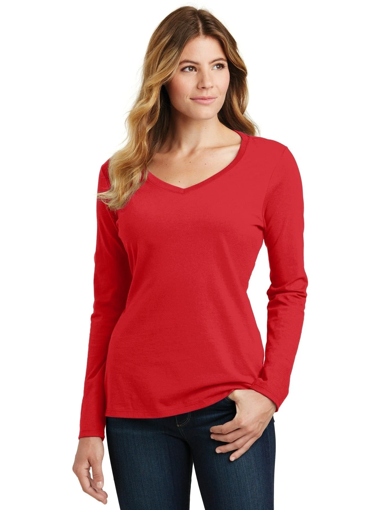 Port & Company Ladies Long Sleeve Fan Favorite V-Neck Tee 8 Port & Company Ladies Long Sleeve Fan Favorite V-Neck Tee - Image 8