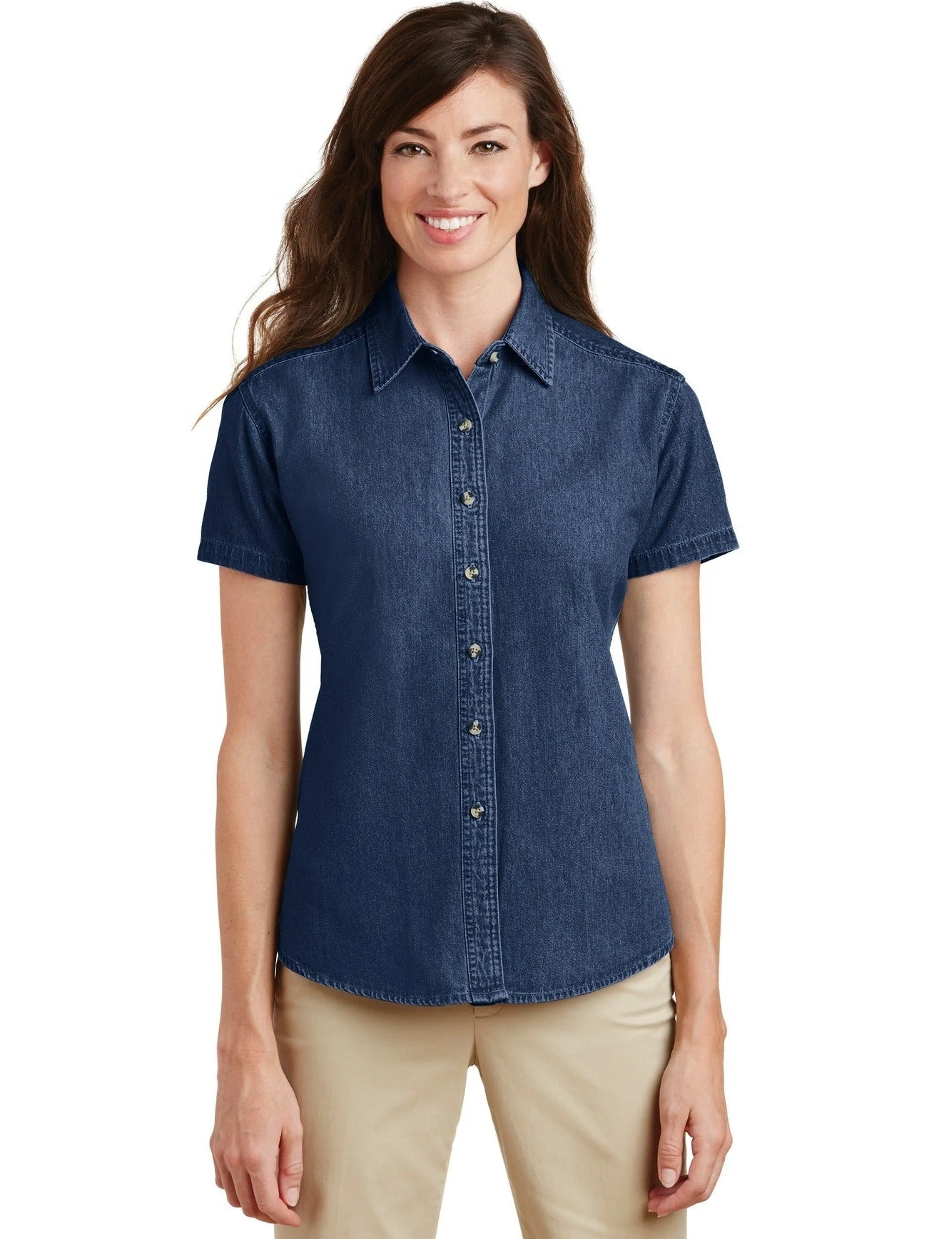 Port & Company Ladies Short Sleeve Value Denim Shirt 9 Port & Company Ladies Short Sleeve Value Denim Shirt - Image 9