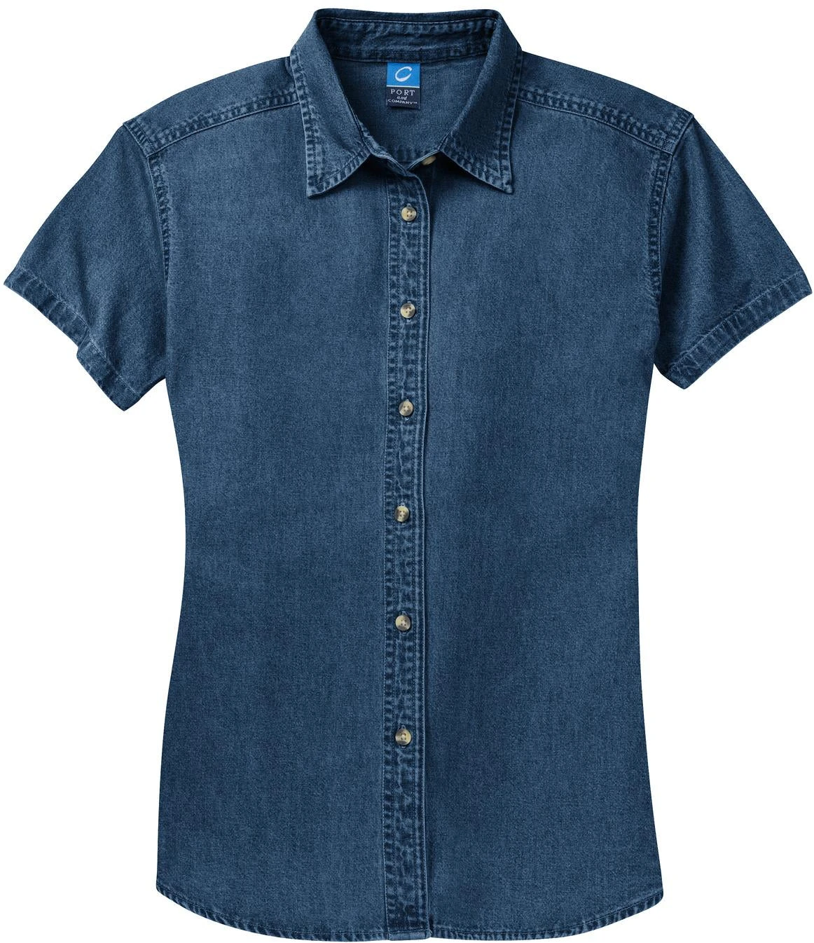 Port & Company Ladies Short Sleeve Value Denim Shirt 7 Port & Company Ladies Short Sleeve Value Denim Shirt - Image 7