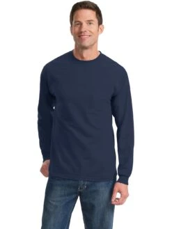 Port & Company Long Sleeve T-Shirt With Pocket -Thread Logic Store Port Company Long Sleeve T Shirt with Pocket 15
