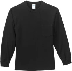 Port & Company Long Sleeve T-Shirt With Pocket -Thread Logic Store Port Company Long Sleeve T Shirt with Pocket Jet Black S 5