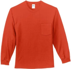 Port & Company Long Sleeve T-Shirt With Pocket -Thread Logic Store Port Company Long Sleeve T Shirt with Pocket Orange S 17