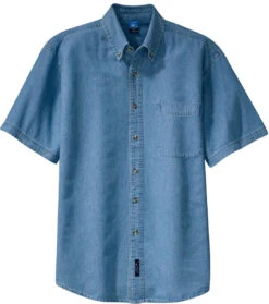 Port & Company Short Sleeve Value Denim Shirt -Thread Logic Store Port Company Short Sleeve Value Denim Shirt Faded Blue S 1