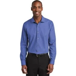 CLOSEOUT - Red House Slim Fit Nailhead Non-Iron Shirt -Thread Logic Store RH390 mediterraneanblue model front 072018