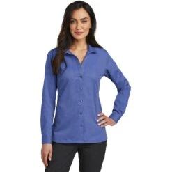 CLOSEOUT - Red House Ladies Nailhead Non-Iron Shirt 15 CLOSEOUT - Red House Ladies Nailhead Non-Iron Shirt -Thread Logic Store RH470 mediterraneanblue model front 062018
