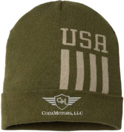 Cap America USA-Made Off Center Patriotic Cuffed Beanie