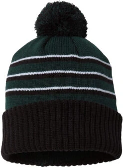 Richardson Stripe Pom Cuffed Beanie 18 Richardson Stripe Pom Cuffed Beanie -Thread Logic Store Richardson Stripe Pom Cuffed Beanie Dark GreenBlackWhite 1 Size 5