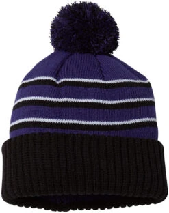 Richardson Stripe Pom Cuffed Beanie 23 Richardson Stripe Pom Cuffed Beanie -Thread Logic Store Richardson Stripe Pom Cuffed Beanie PurpleBlackWhite 1 Size 10