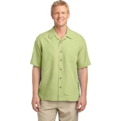 CLOSEOUT - Port Authority Patterned Easy Care Camp Shirt -Thread Logic Store S536 WhisperGreen Model Front 111511