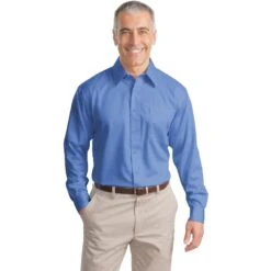 CLOSEOUT - Port Authority Non-Iron Twill Shirt -Thread Logic Store S638 UltramarineBlue Model Front 2010