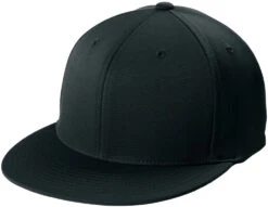 Sport-Tek Flexfit Flat Bill Cap 19 Sport-Tek Flexfit Flat Bill Cap -Thread Logic Store STC56 black hat left