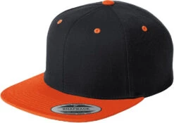 Sport-Tek Flat Bill Snapback Cap -Thread Logic Store Sport Tek Flat Bill Snapback Cap BlackDeep Orange OSFA 3
