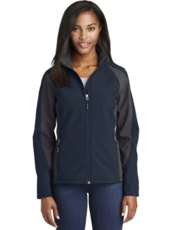 Sport-Tek Ladies Colorblock Soft Shell -Thread Logic Store Sport Tek Ladies Colorblock Soft Shell True NavyIron Grey XS 5
