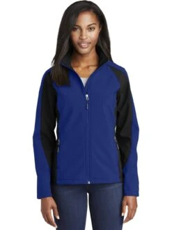 Sport-Tek Ladies Colorblock Soft Shell -Thread Logic Store Sport Tek Ladies Colorblock Soft Shell True RoyalBlack XS 7