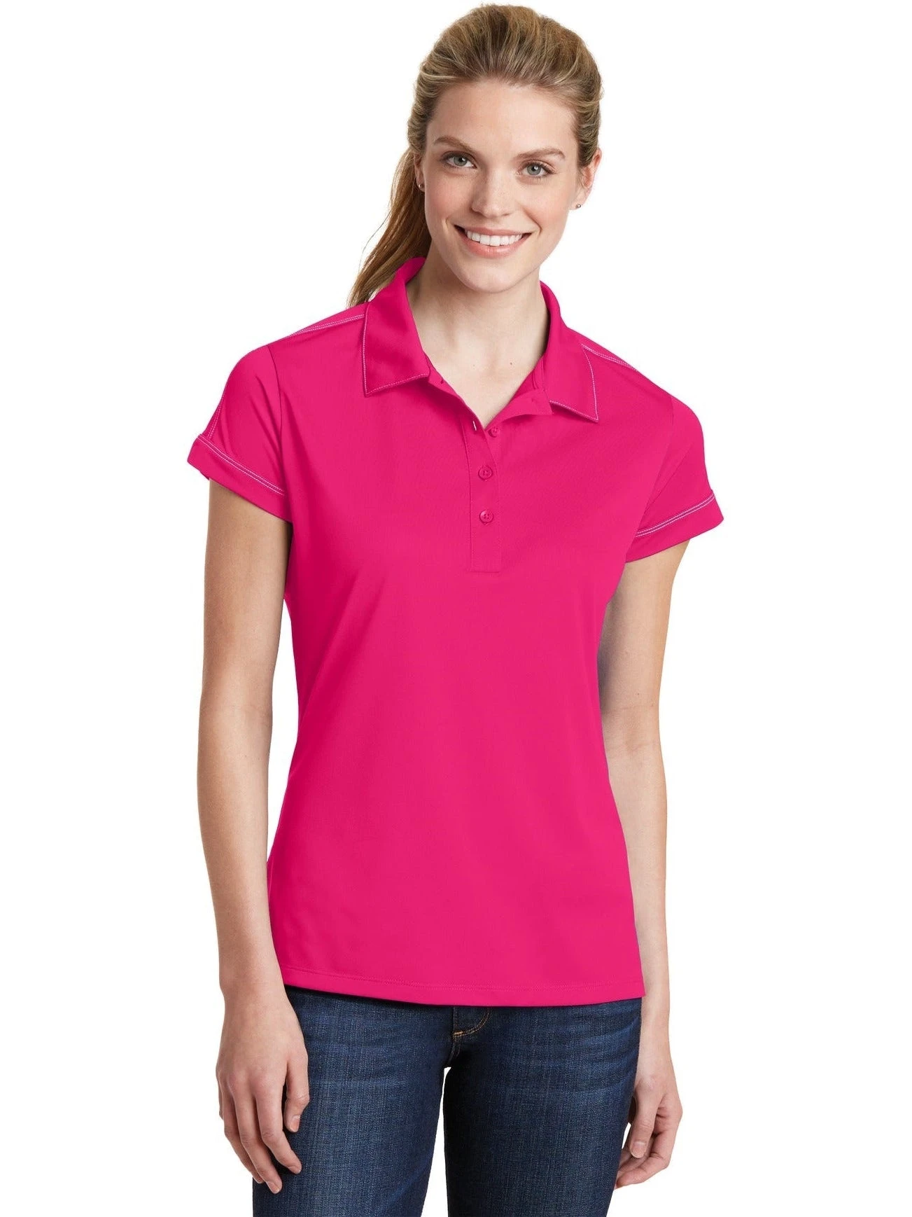 Sport-Tek Ladies Contrast Stitch Polo 2 Sport-Tek Ladies Contrast Stitch Polo - Image 2