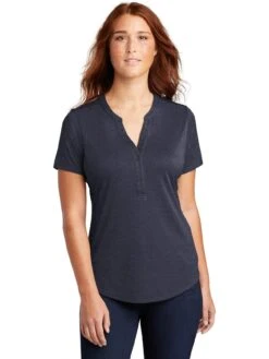 Sport-Tek Ladies Endeavor Henley -Thread Logic Store Sport Tek Ladies Endeavor Henley Deep Navy Heather XS 5