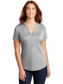 Sport-Tek Ladies Endeavor Henley -Thread Logic Store Sport Tek Ladies Endeavor Henley Light Grey Heather XS 7