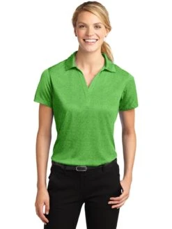 Sport-Tek Ladies Heather Contender Polo -Thread Logic Store Sport Tek Ladies Heather Contender Polo Turf Green Heather S 13