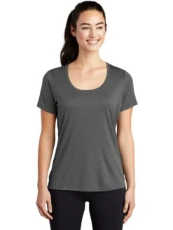 Sport-Tek Ladies Posi-Uv Pro Scoop Neck Tee -Thread Logic Store Sport Tek Ladies Posi Uv Pro Scoop Neck Tee Dark Smoke Grey S 5
