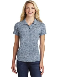 Sport-Tek Ladies PosiCharge Electric Heather Polo -Thread Logic Store Sport Tek Ladies PosiCharge Electric Heather Polo True Navy Electric S 12