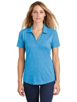 Sport-Tek Ladies PosiCharge Tri-Blend Wicking Polo 27 Sport-Tek Ladies PosiCharge Tri-Blend Wicking Polo -Thread Logic Store Sport Tek Ladies PosiCharge Tri Blend Wicking Polo Pond Blue Heather S 9