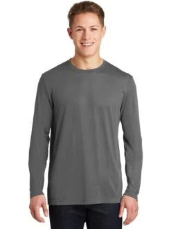 Sport-Tek Long Sleeve Posicharge Competitor Cotton Touch Tee -Thread Logic Store Sport Tek Long Sleeve Posicharge Competitor Cotton Touch Tee Dark Smoke Grey S 3