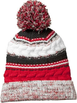 Sport-Tek Pom Pom Team Beanie -Thread Logic Store Sport Tek Pom Pom Team Beanie True RedBlackWhite OSFA 7