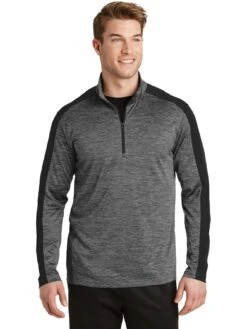 Sport-Tek PosiCharge Electric Heather Colorblock 1/4-Zip Pullover -Thread Logic Store Sport Tek PosiCharge Electric Heather Colorblock 14 Zip Pullover Grey Black ElectricBlack XS 5