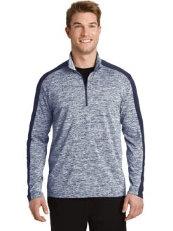 Sport-Tek PosiCharge Electric Heather Colorblock 1/4-Zip Pullover -Thread Logic Store Sport Tek PosiCharge Electric Heather Colorblock 14 Zip Pullover True Navy ElectricTrue Navy XS 7