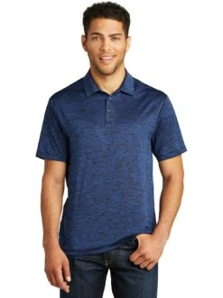 Sport-Tek PosiCharge Electric Heather Polo -Thread Logic Store Sport Tek PosiCharge Electric Heather Polo Dark Royal Black Electric S 4