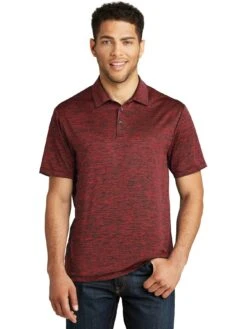 Sport-Tek PosiCharge Electric Heather Polo -Thread Logic Store Sport Tek PosiCharge Electric Heather Polo Deep Red Black Electric S 3