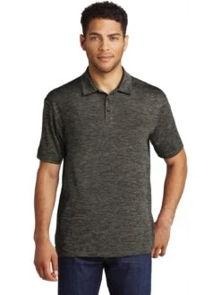 Sport-Tek PosiCharge Electric Heather Polo -Thread Logic Store Sport Tek PosiCharge Electric Heather Polo Grey Black Electric S 5