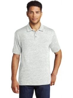 Sport-Tek PosiCharge Electric Heather Polo -Thread Logic Store Sport Tek PosiCharge Electric Heather Polo Silver Electric S 7