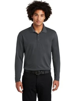 Sport-Tek PosiCharge RacerMesh Long Sleeve Polo -Thread Logic Store Sport Tek PosiCharge RacerMesh Long Sleeve Polo Graphite S 3