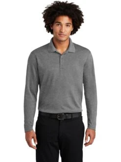 Sport-Tek PosiCharge RacerMesh Long Sleeve Polo -Thread Logic Store Sport Tek PosiCharge RacerMesh Long Sleeve Polo Grey Heather S 4