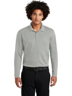 Sport-Tek PosiCharge RacerMesh Long Sleeve Polo -Thread Logic Store Sport Tek PosiCharge RacerMesh Long Sleeve Polo Silver S 6