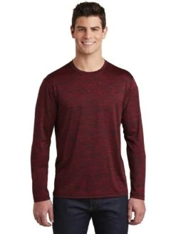 Sport-Tek Posicharge Long Sleeve Electric Heather Tee -Thread Logic Store Sport Tek Posicharge Long Sleeve Electric Heather Tee Deep Red Black Electric S 3