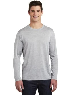 Sport-Tek Posicharge Long Sleeve Electric Heather Tee -Thread Logic Store Sport Tek Posicharge Long Sleeve Electric Heather Tee Silver Electric M 5